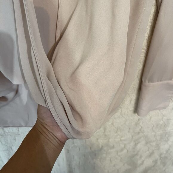 Trouve Long Sleeve Tie‎ / Lace-Up Neckline Blouse Beige Sz XS - Picture 6 of 7